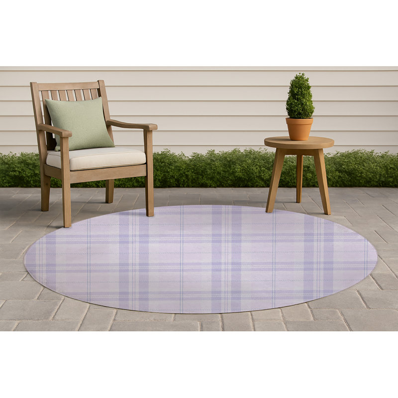 Vinny Tartan Non-Slip Outdoor Rug, Round 5'