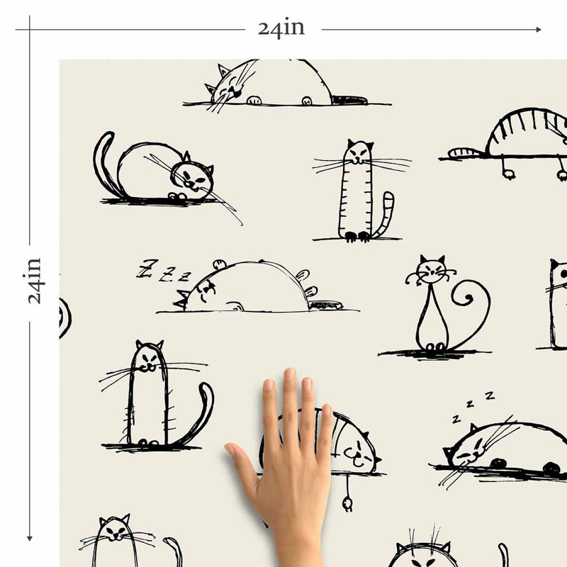 Panneau de papier peint adhésif Cat Smooth, L 48 po x l 24 po