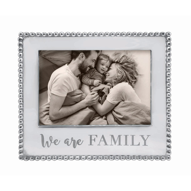 Beaded Silver Metal Beveled Picture Frame