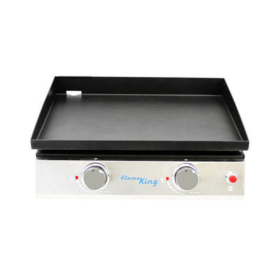 Station de cuisson en fonte pour table d'extérieur à 2 brûleurs au propane Flame King