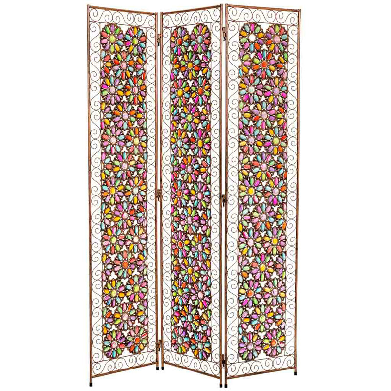 Avikal 120cm W x 172cm H 3 - Panel Metal Folding Room Divider