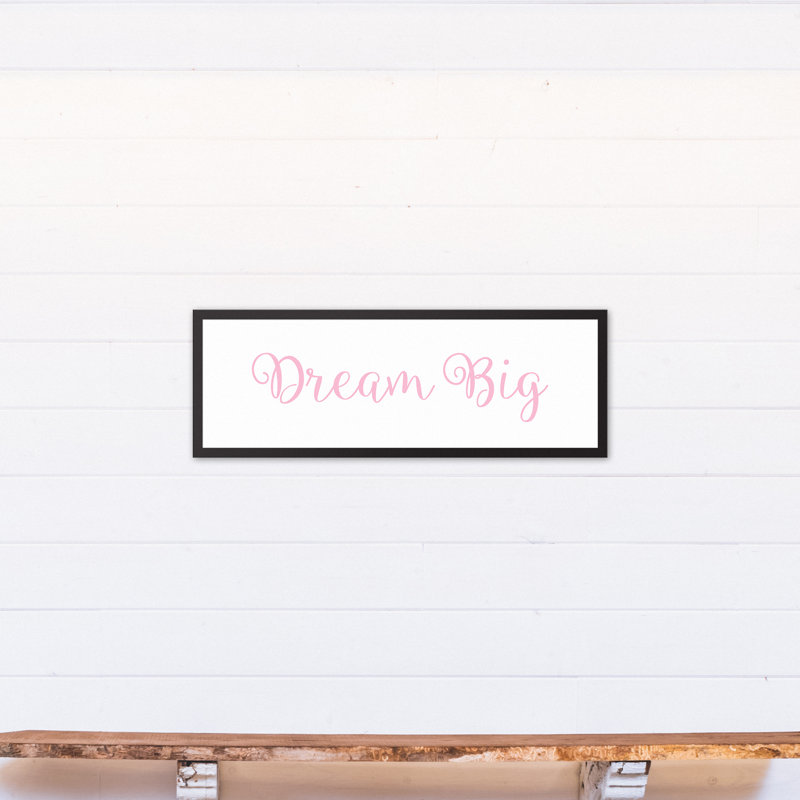 Décoration murale Bruning Dream Big Kids, H 12 po x l 36 po x P 1,25 po, Rose, Toile tendue