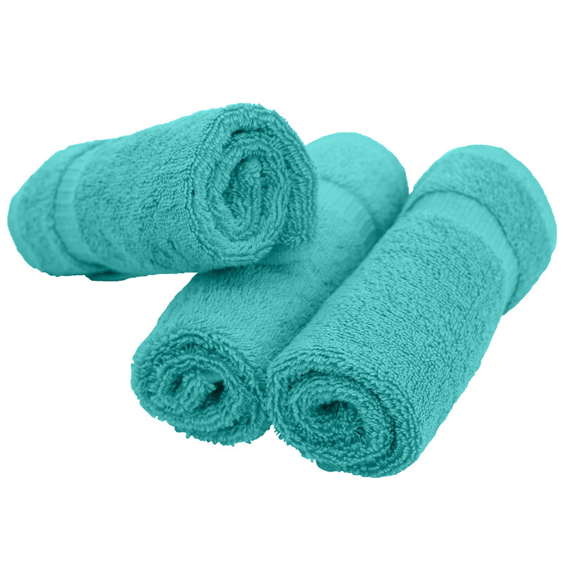 100% Cotton Washcloth Towel Set, Aqua Blue
