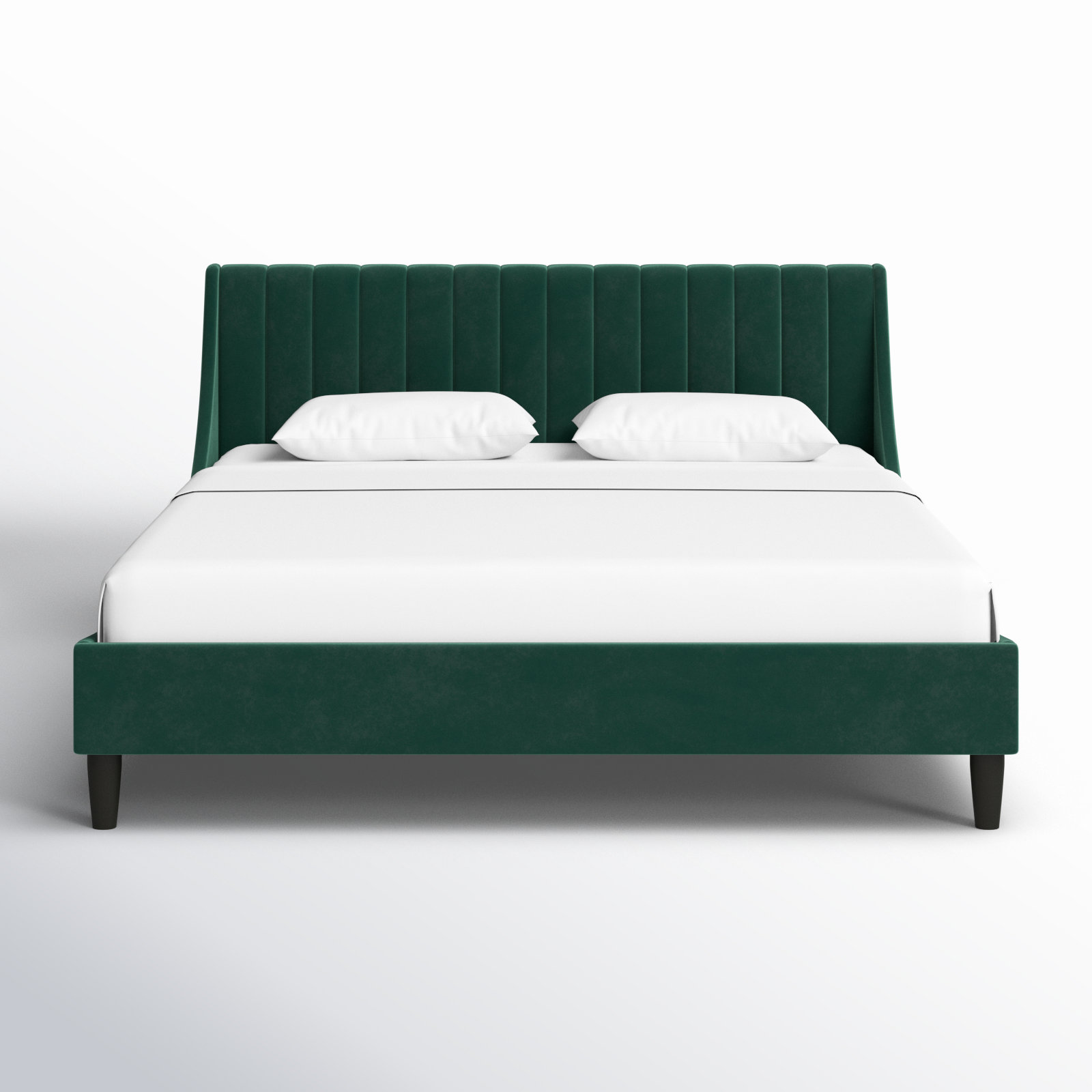 Helaina Upholstered Wingback Bed, Evergreen Velvet, California King