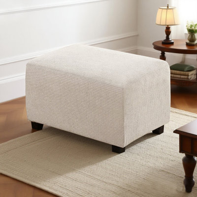 Stretch Slipcovers Machine Washable Small Checks Jacquard Ottoman Covers  Removable Washable with Elastic Bottom Footstool Protector