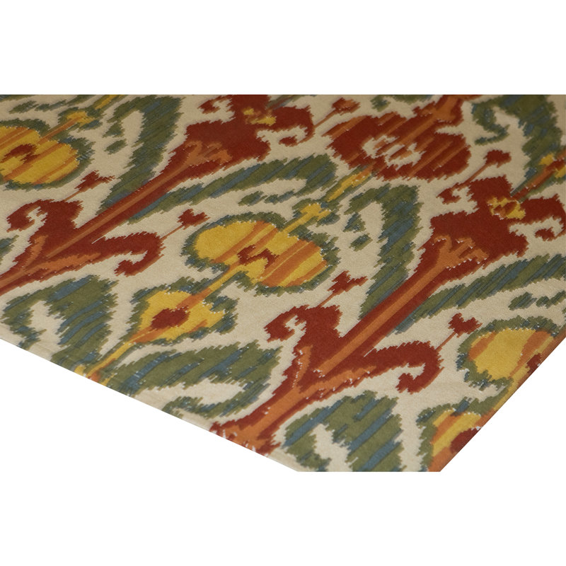 Tapis rectangulaire en laine à tissage plat