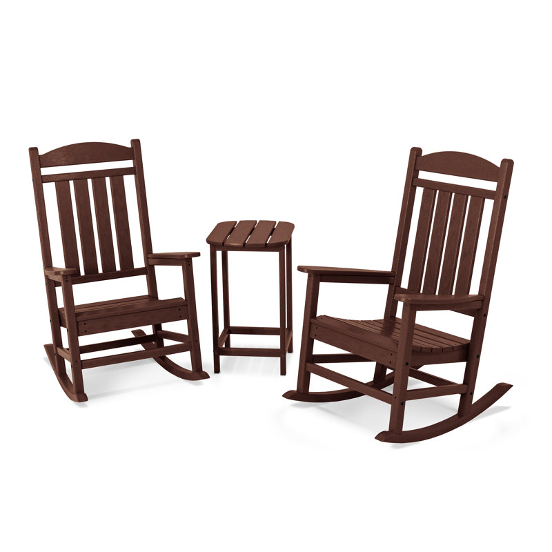 POLYWOOD Presidential Rocker 3-Piece Set, Mahogany