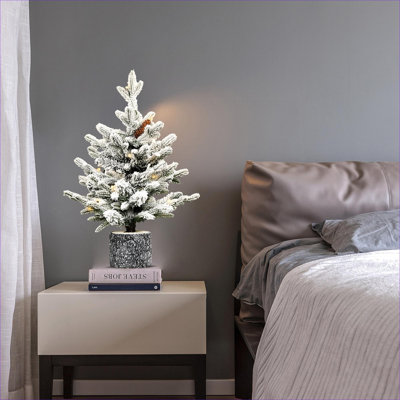 Arbre de Noël artificiel vert 4,5 pi pré-éclairé arbre compact pour décoration de table et d'entrée