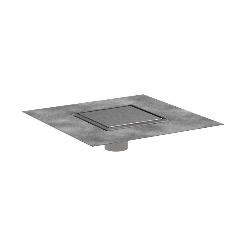 Rain Brilliance 6"x 6" Trim Tileable Rear Cover and Rough, Brushed Stainless Steel