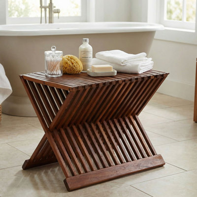Tabouret d'appoint pliant en bois massif Brecksville