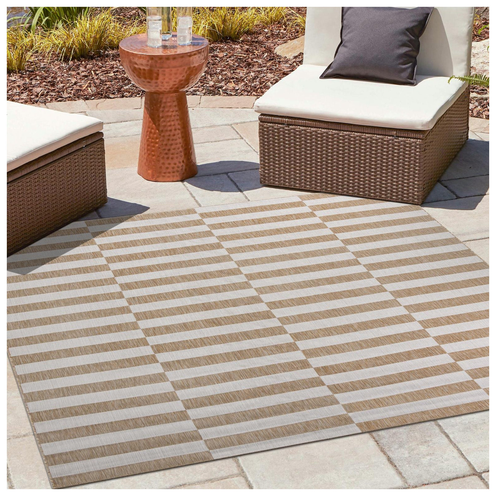 Robinson Brown Indoor/Outdoor Rug, Square 13'1"