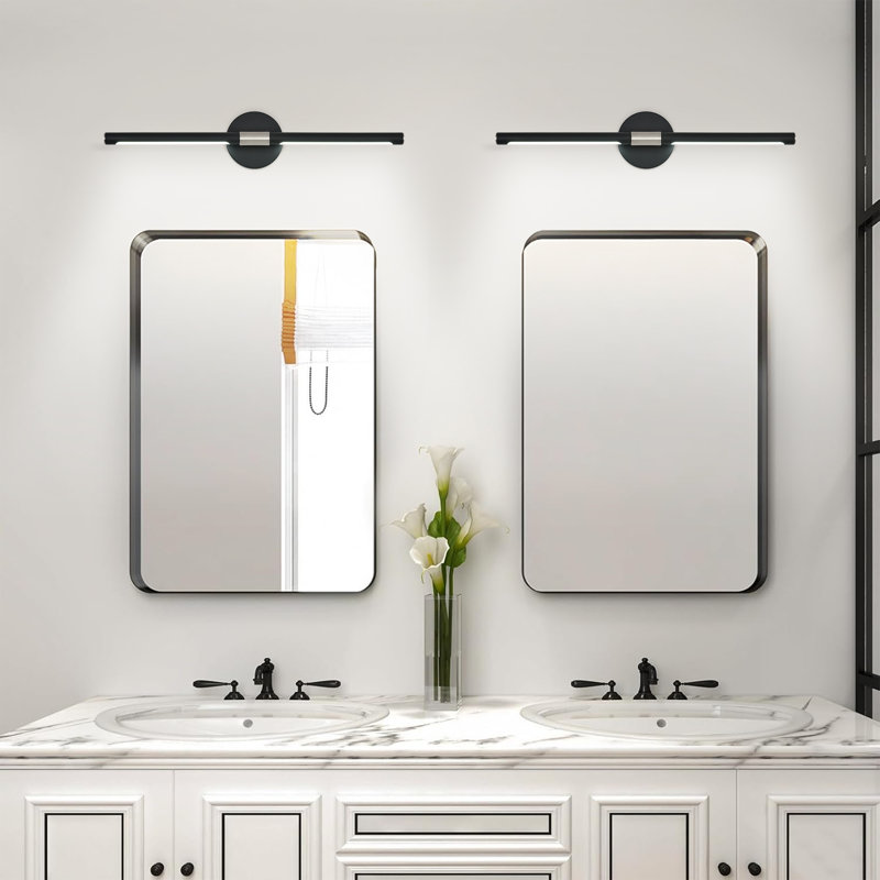 Barre de salle de bain 23,7 "à intensité variable 15W 6000K, Noir / nickel