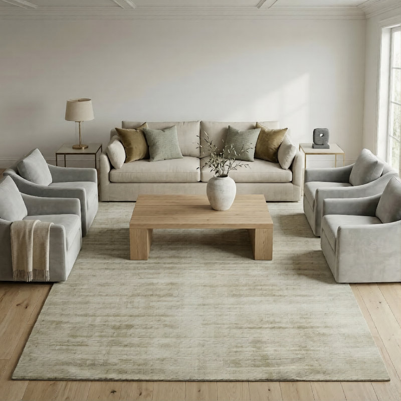 Tapis en viscose tissé à la main Ishneet Affinity, Rectangle de 5 pi x 8 pi
