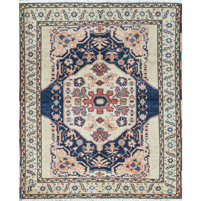 Hand-Knotted High-Quality Ivory Area Rug