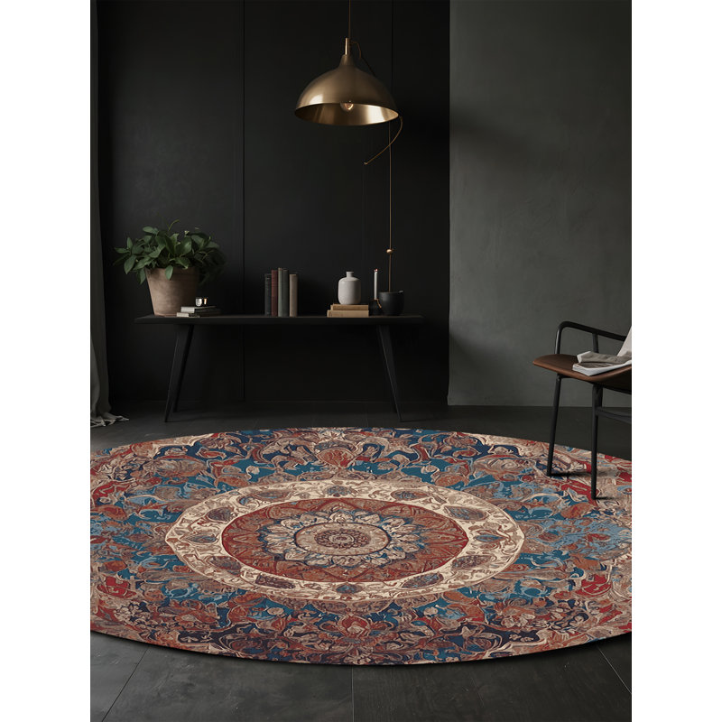 Machine Washable Brown Area Rug, Round 7'