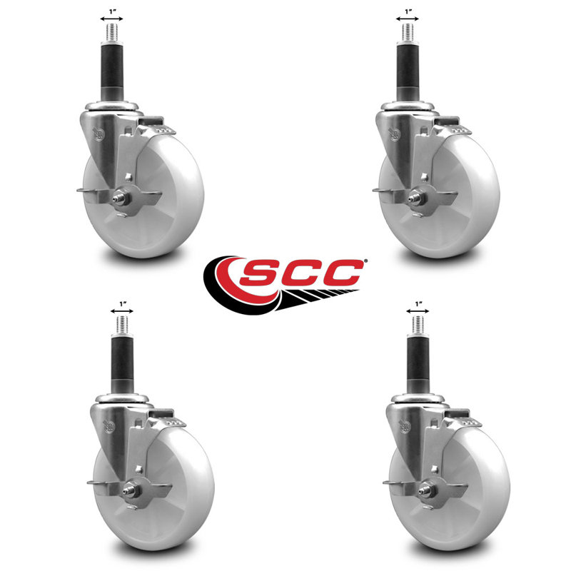 Ensemble de roulettes extensibles pivotantes en nylon avec frein SCC