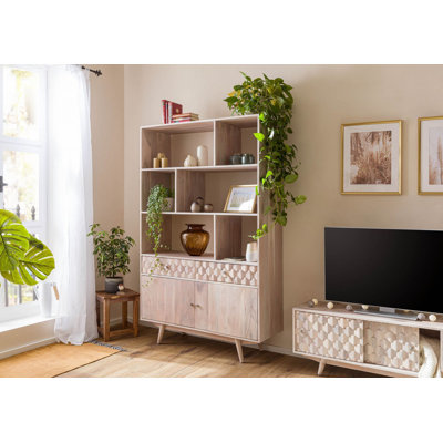 Mosayk 185 cm H x 115 cm W Solid Wood Standard Bookcase