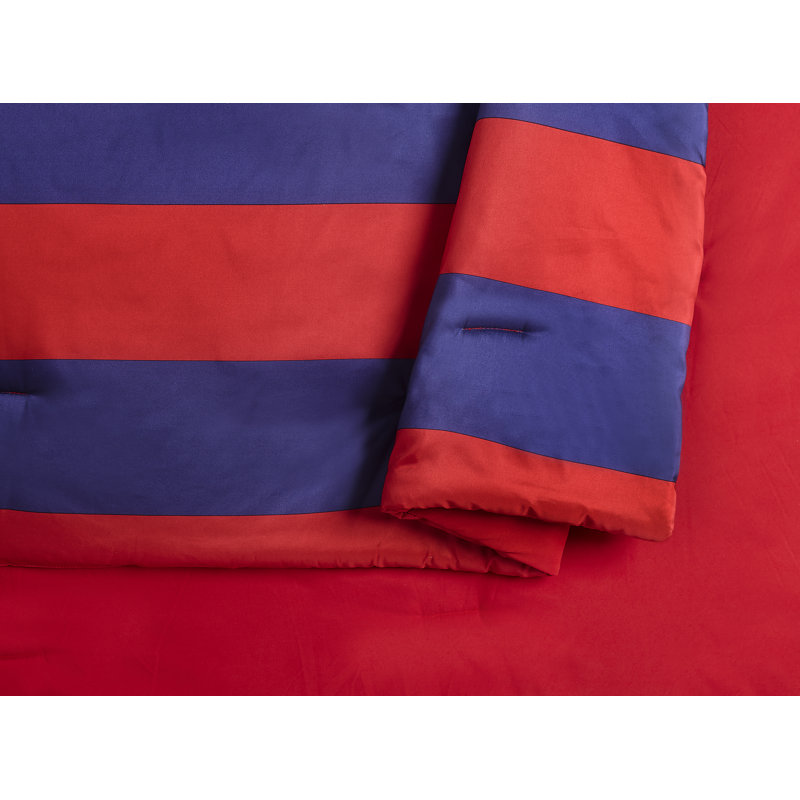  Ensemble d'édredon réversible en microfibre Rugby, Édredon double / grand + 2 taies décoratives sta, Rouge