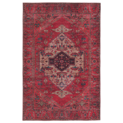 Beesley Machine Washable Red/Brown Rug