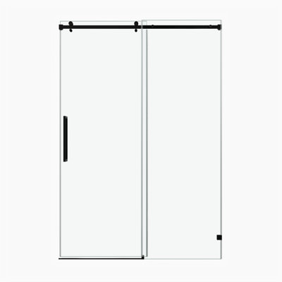 Porte de douche 60 po x 79 po fixe et coulissante, quincaillerie de tube carré, porte de douche en verre transparent, verre trempé de 3/8 po (10 mm), acier inoxydable