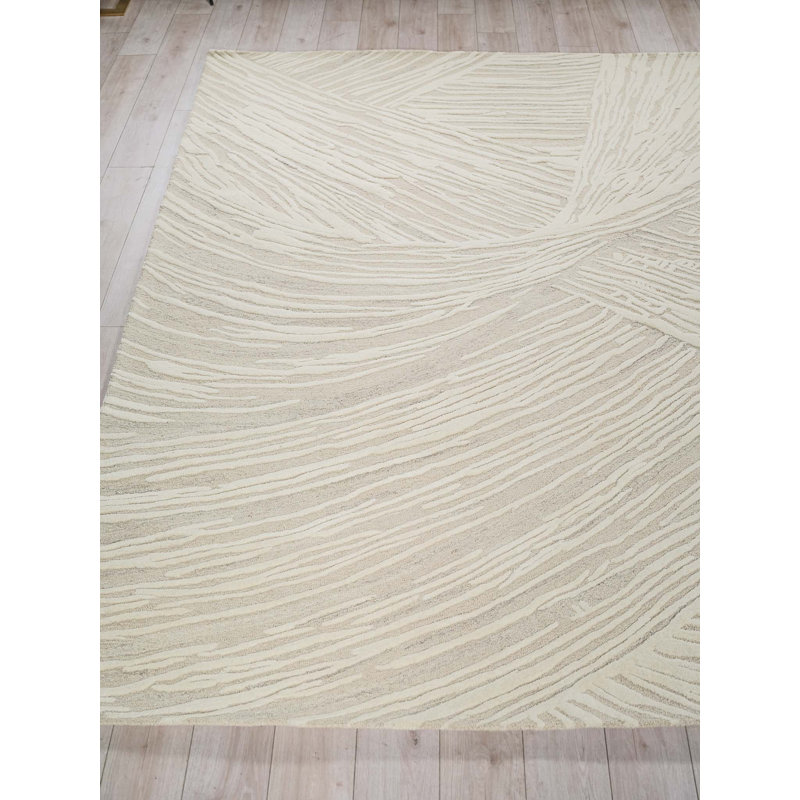 Entro hand-tufted New Zealand Wool Beige/Ivory Area Rug, Rectangle 4' x 6', Beige/Ivory