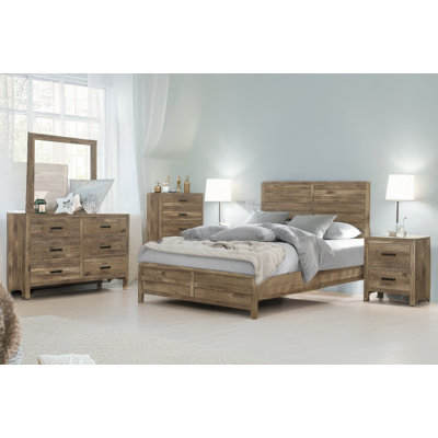 Ensemble de chambre à coucher à panneau brun clair Franco