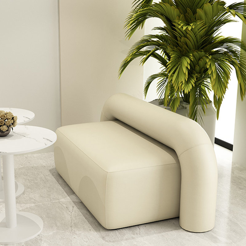 Delannie 51.2'' Faux Leather Loveseat, Beige Faux Leather