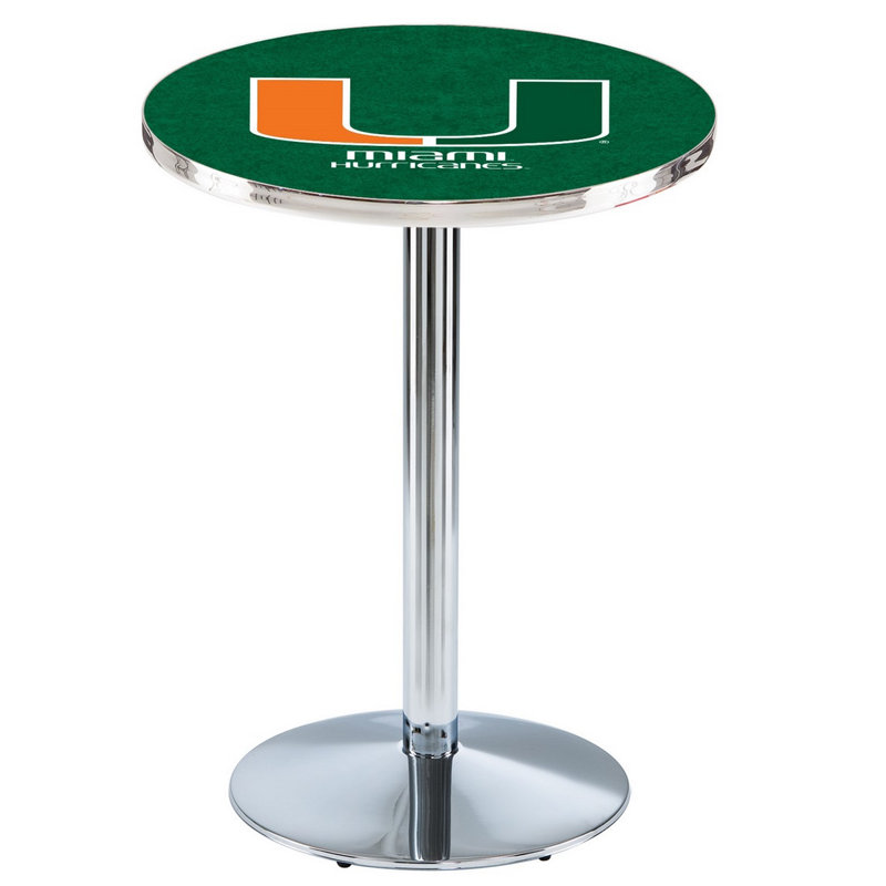Round Metal Base Dining Table, University of Miami Florida, Chrome