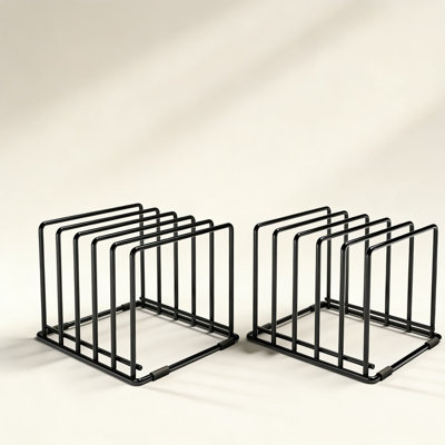 2-Pack 5-Tier Metal Dish Rack And Cutting Board Organizer - Space-Saving Vertical Storage For Bakeware, Trays, Plates And Kitchen Utensils - Rust-Resistant Cabinet And Countertop Organizer