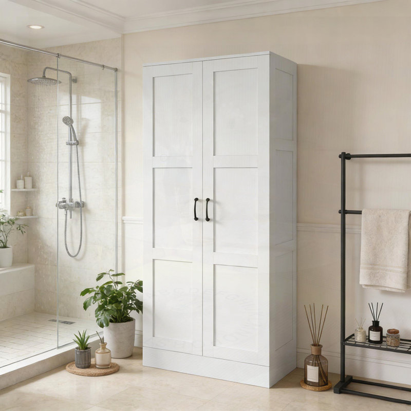 Armoire de rangement autoportante, armoire de cuisine, armoire de rangement de salle de bain, Blanc