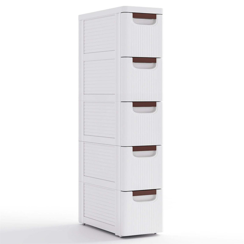 Suela Plastic / Acrylic Freestanding Bathroom Cabinet, 91cm H x 19cm W x 42cm D
