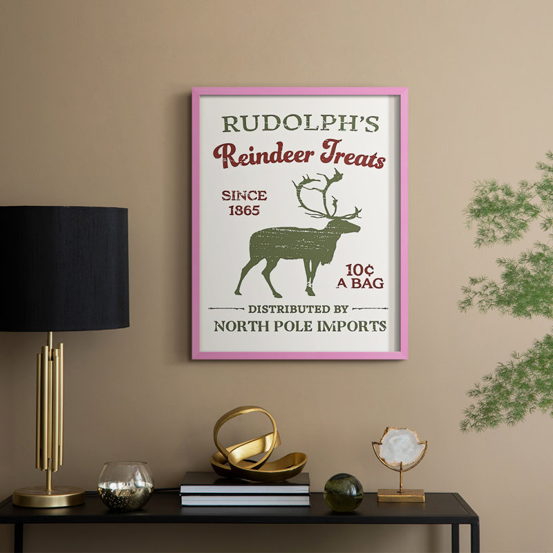 «Christmas Farm Sign Collection», reproduction encadrée en bois massif, Rose, H 30 po x l 24 po