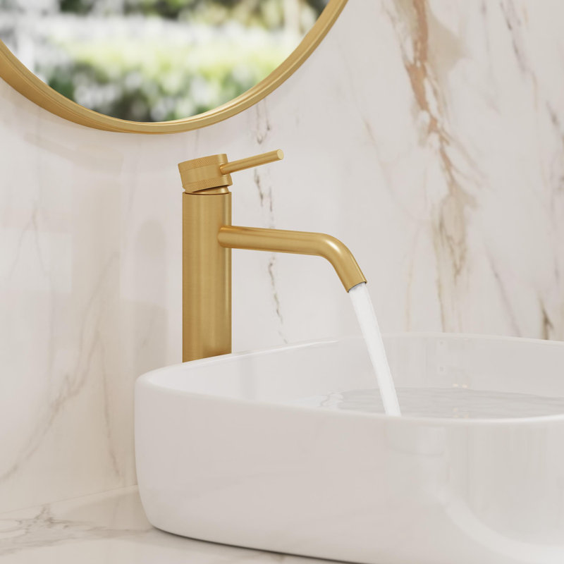 Robinet de lavabo à vasque H 12 po avec bonde escamotable Angelsey, Or brossé