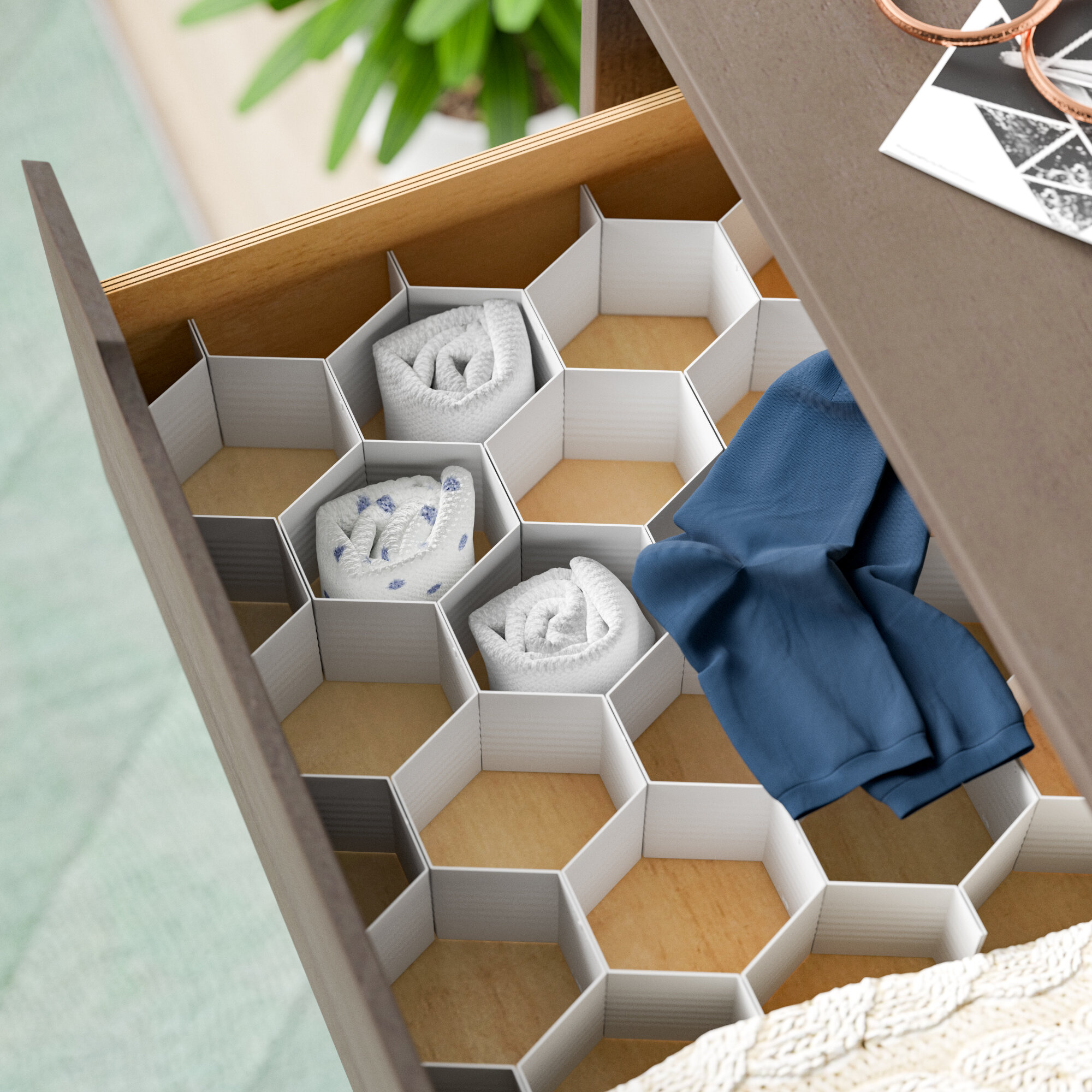 This honeycomb drawer organizer transformed my wardrobe