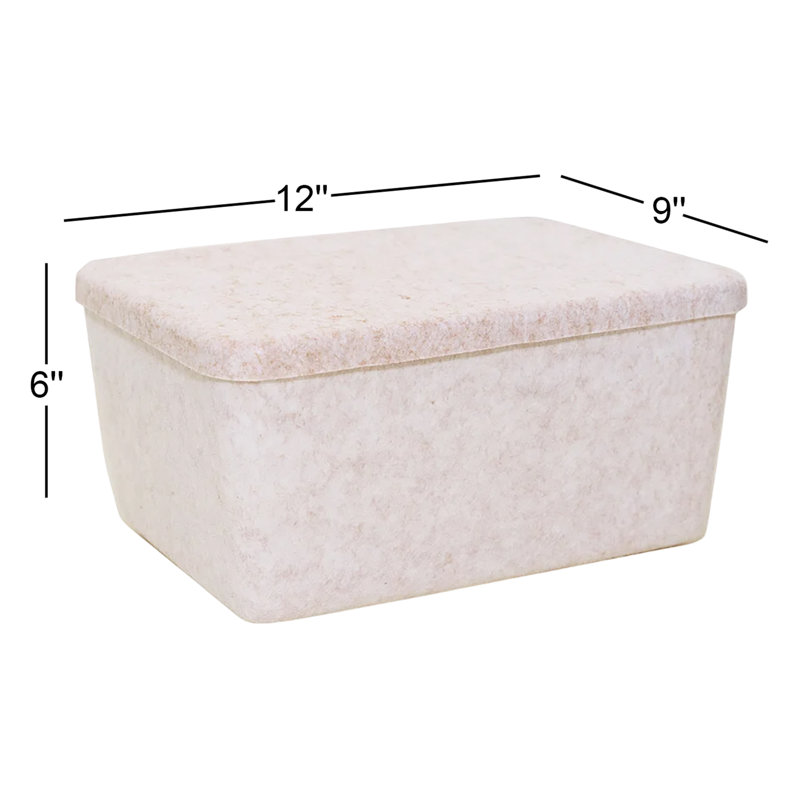 Sculpted Felt Storage Bin - Wide with Lid, Beige