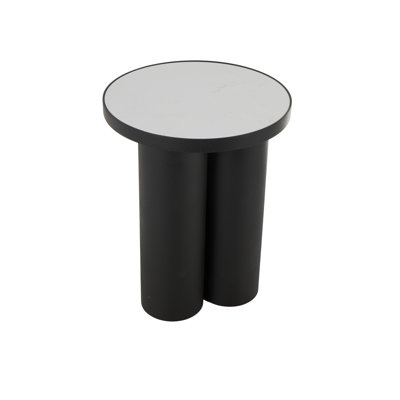 Cole And Grey Side End Accent Table With White Marble Tabletop