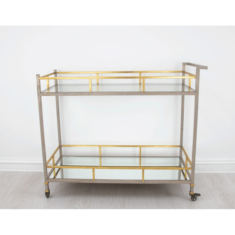 Melody Serving Cart, Antiqued Champagne/Gold Leaf