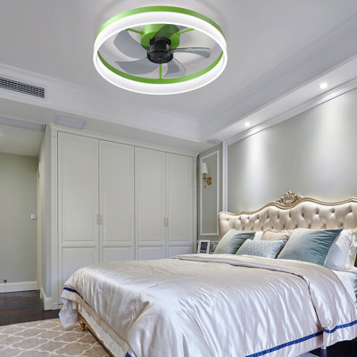 Ceiling Fans With Lights Dimmable Led Embedded Installation Of Thin Modern Ceiling Fans(Green)