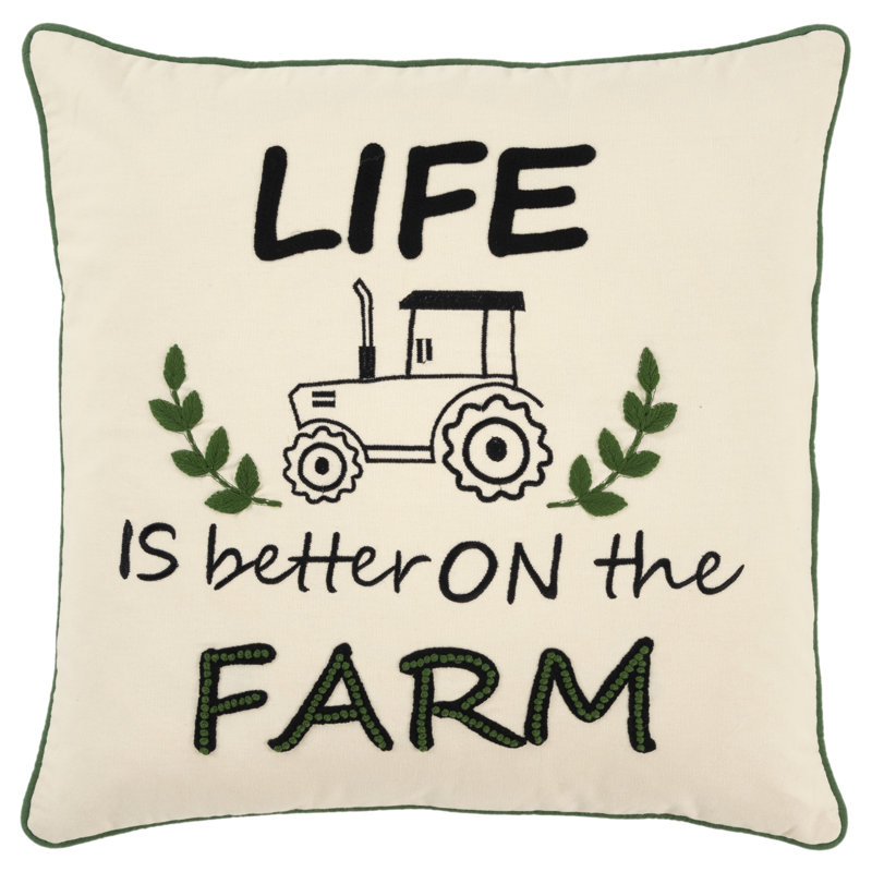 Embroidered Cotton Reversible Throw Pillow