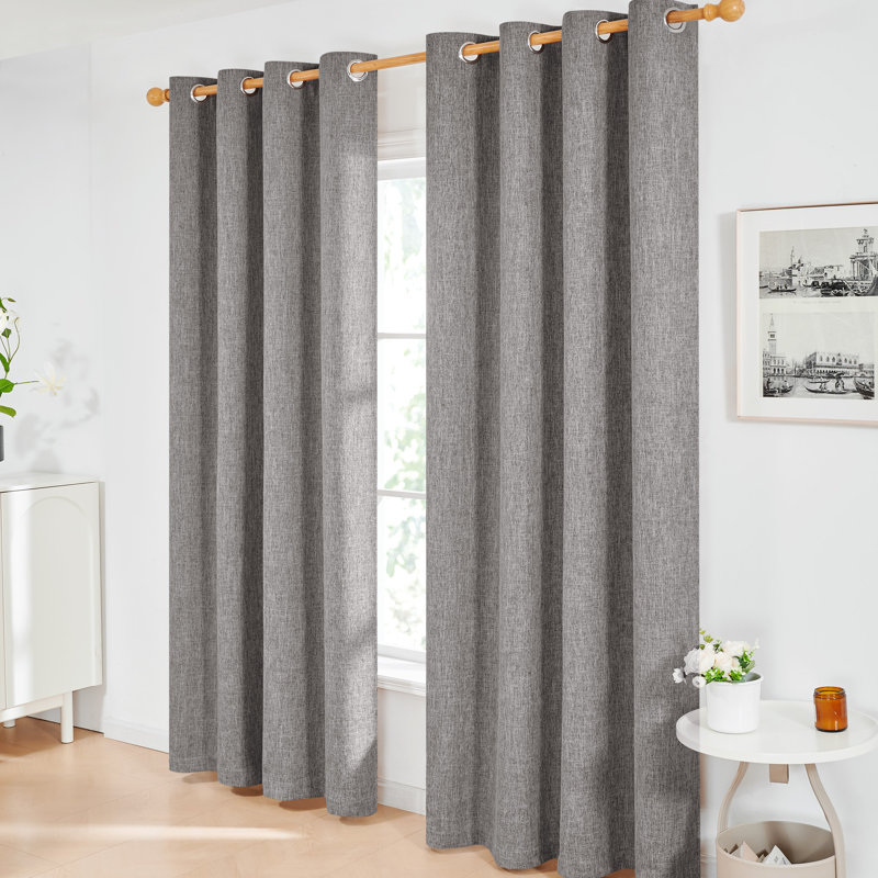 Milay Blackout Grommet Curtain Panel, 52" W x 96" L, Iron Gray