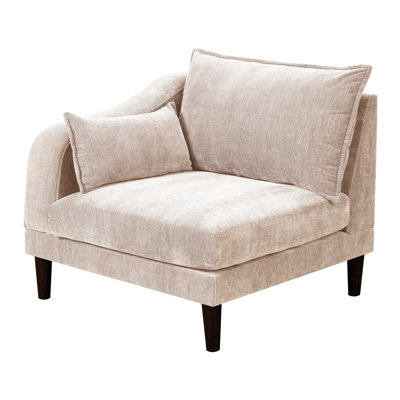Canapé modulaire 6 pièces Modern, tissu suède, fauteuils, coussins de salon en bois