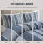 Ensemble d'édredon 3 pièces en coton rayé double / grand, bleu
