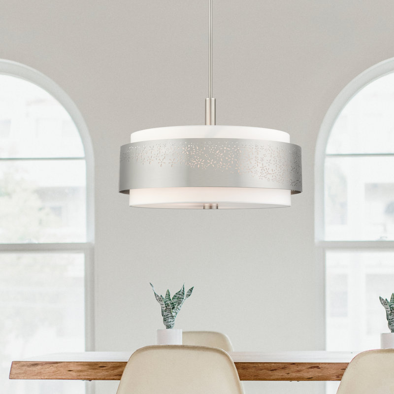 Aliou 5 - Light Dimmable Drum Chandelier, Brushed Nickel