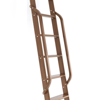 Walnut Wood Library Ladder Handrail (No Ladder)