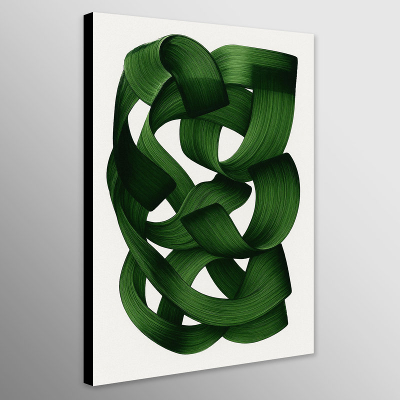 Green Swirls Abstract Wall Art - Canvas Framed Print, 31 cm H x 21 cm W