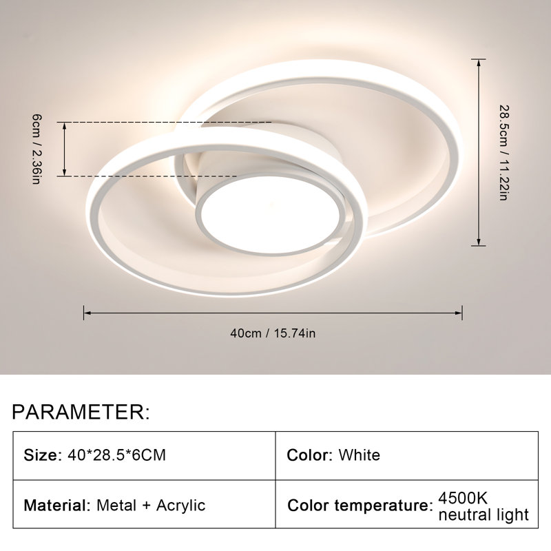Dajour 2-Light Acrylic LED Semi Flush Mount