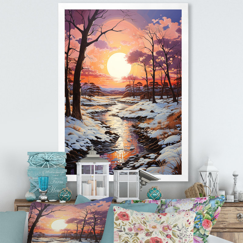 Sky Symphony In Winter II - paysage et nature, art mural sur toile, H 44 po x l 34 po x P 1,5 po, Cadre photo blanc