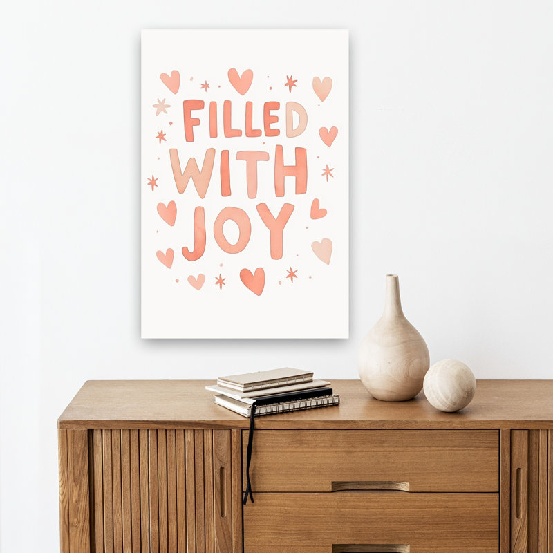 Joyful Hearts Romantic Whimsical Abstract Landscape Nature Wall Art Print by Treechild - Wrapped Canvas Print
