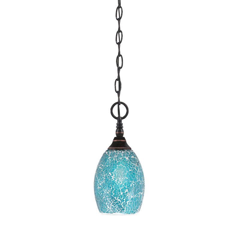 Mini-luminaire suspendu en chaîne avec verre, Cuivre / noir