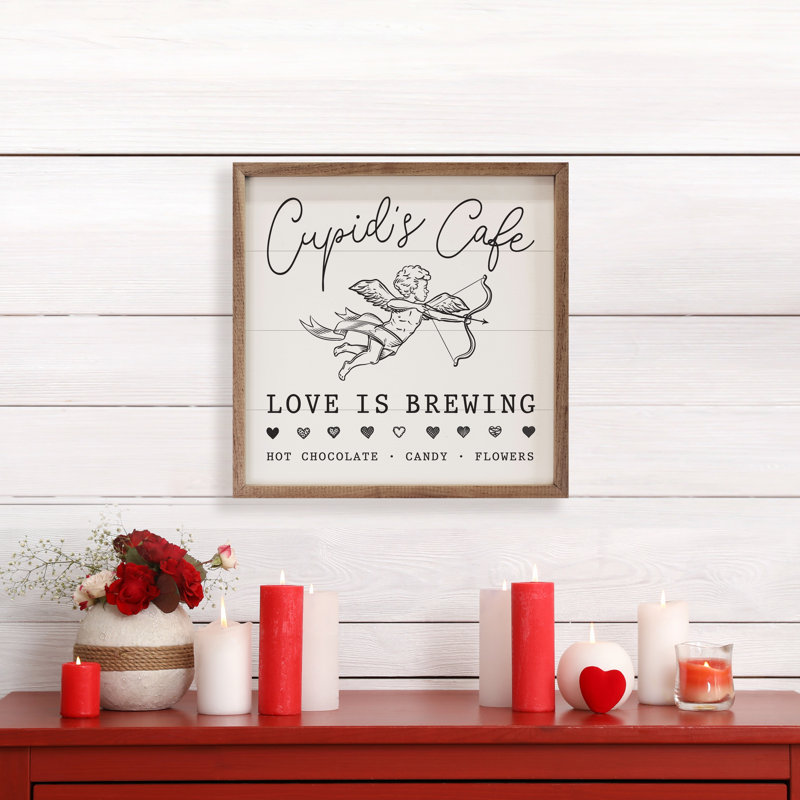 Cupid's Cafe - blanc, H 16 po x l 16 po